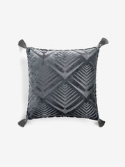 Swoon Charcoal Grey Waltz Feather Filled Velvet Cushion - Image 4 of 4