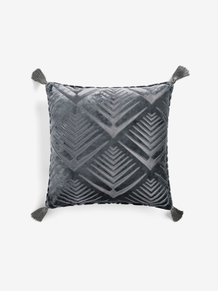 Swoon Charcoal Grey Waltz Feather Filled Velvet Cushion - Image 4 of 4