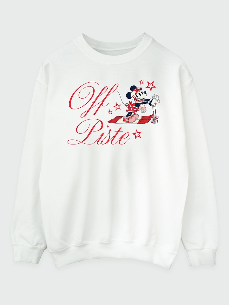 Brands In White Disney Minnie Mouse Ski Off Piste Sweatshirt - Image 2 of 4 Brands In White Disney Minnie Mouse Ski Off Piste Sweatshirt - Image 2 of 4