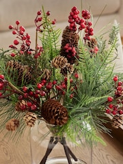 Green Red Berry Glass Arrangement - Image 2 of 4