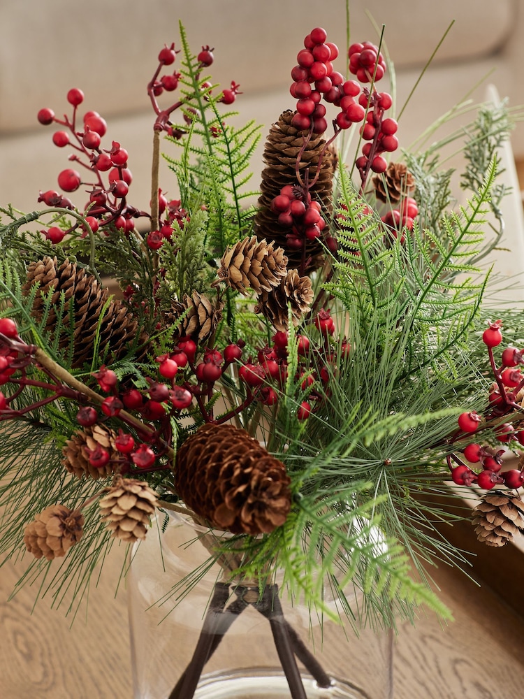 Green Red Berry Glass Arrangement - Image 2 of 4