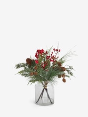 Green Red Berry Glass Arrangement - Image 3 of 4