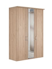 Wiemann Holm Oak Torquay Wood and Mirror Semi Fitted Triple Wardrobe - Image 2 of 4