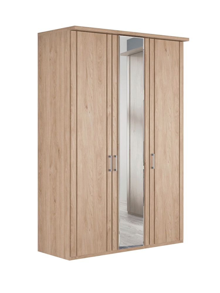 Wiemann Holm Oak Torquay Wood and Mirror Semi Fitted Triple Wardrobe - Image 2 of 4