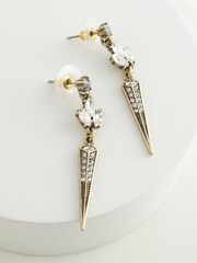 Gold Tone Pretty Sparkle Spike Drop Earrings - Image 3 of 3