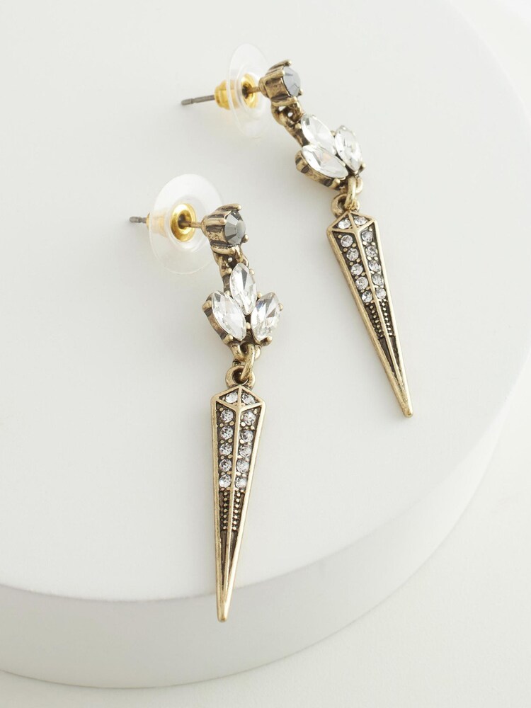 Gold Tone Pretty Sparkle Spike Drop Earrings - Image 3 of 3