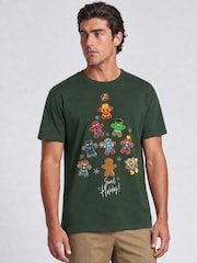 Brands In Green Marvel Avengers Christmas Tree T-Shirt - Image 1 of 4