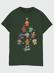 Brands In Green Marvel Avengers Christmas Tree T-Shirt - Image 2 of 4