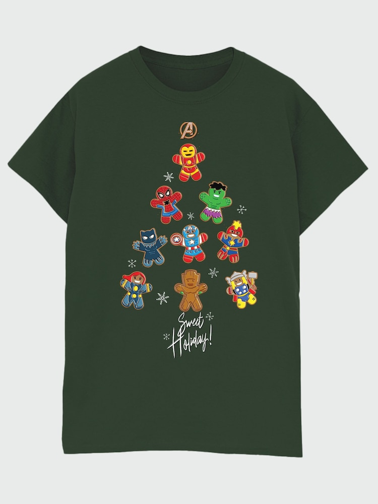 Brands In Green Marvel Avengers Christmas Tree T-Shirt - Image 2 of 4 Brands In Green Marvel Avengers Christmas Tree T-Shirt - Image 2 of 4