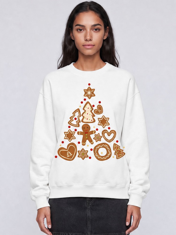 Brands In White Cookie Trees Christmas Sweatshirt - Image 1 of 3 Brands In White Cookie Trees Christmas Sweatshirt - Image 1 of 3