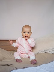 The Little Tailor Baby Front Zip Soft 100% Cotton Sleepsuit - Image 1 of 6