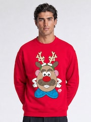 Brands In Red Mr Potato Head Reindeer Christmas Sweatshirt - Image 1 of 4