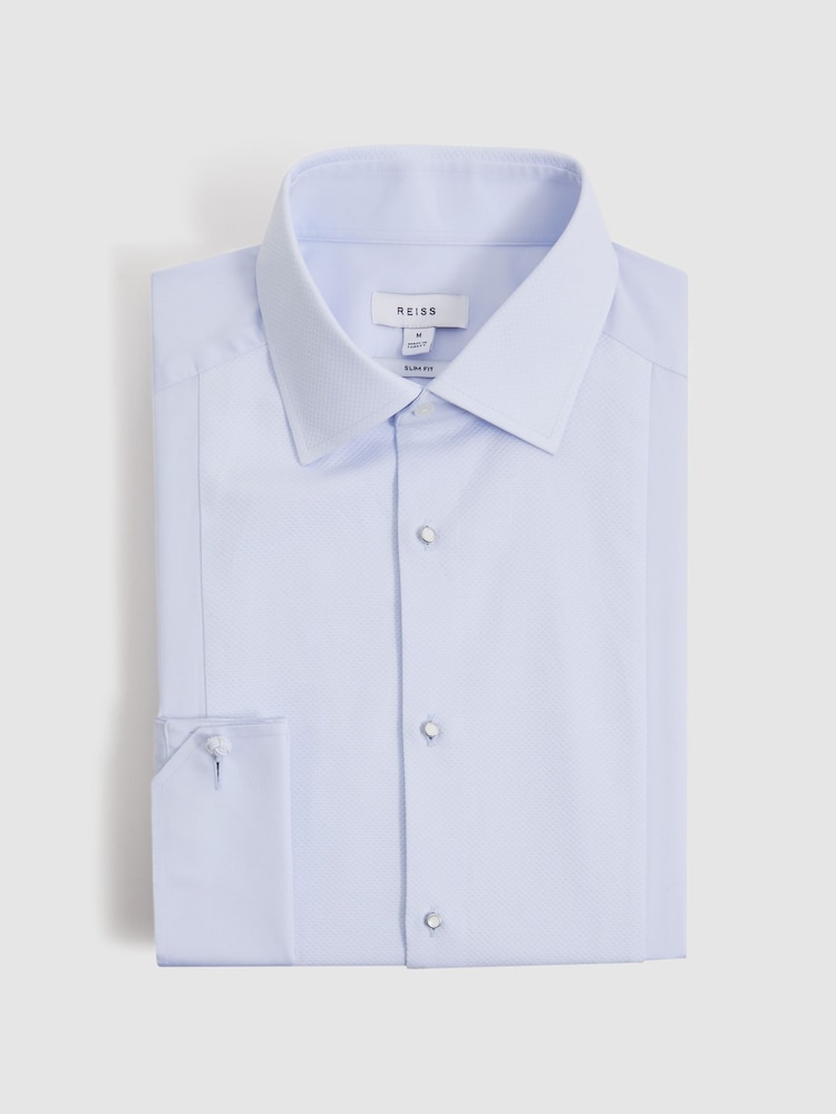 Soft Blue - Reiss Марсель - Двойной манжет слим фит Двойной манжет смокинг рубашки - Изображение 2 из 8