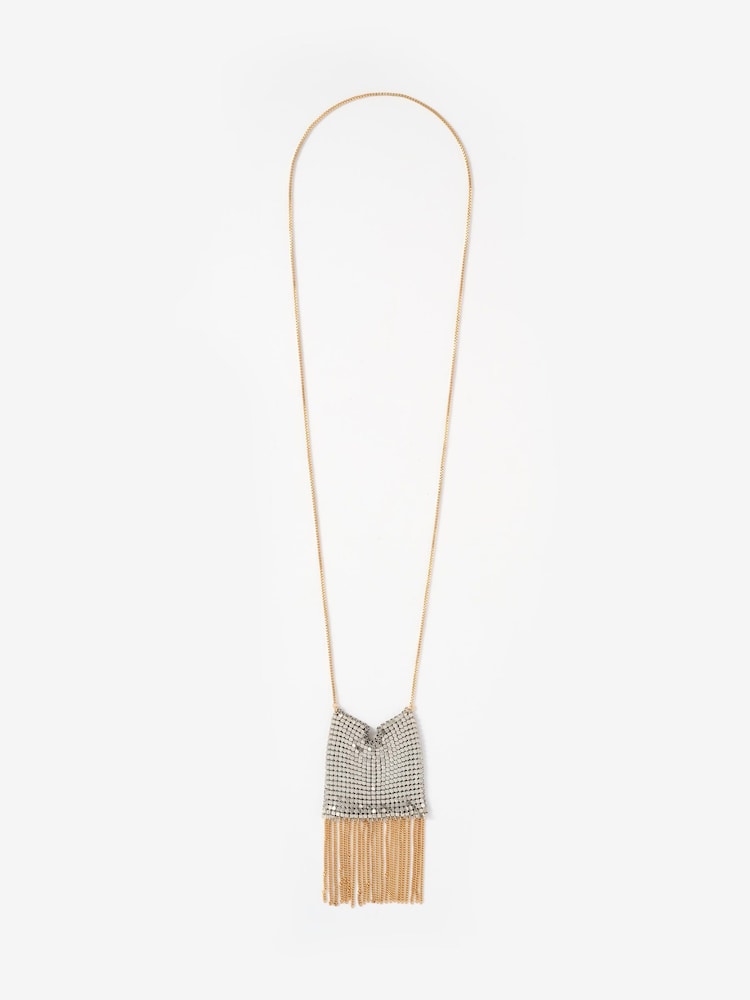 Mint Velvet Gold Tone Mixed Metal Fringe Necklace - Image 1 of 3