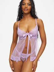 Ann Summers Purple Bon Bon Babydoll And Thong Mesh Set - Image 1 of 4