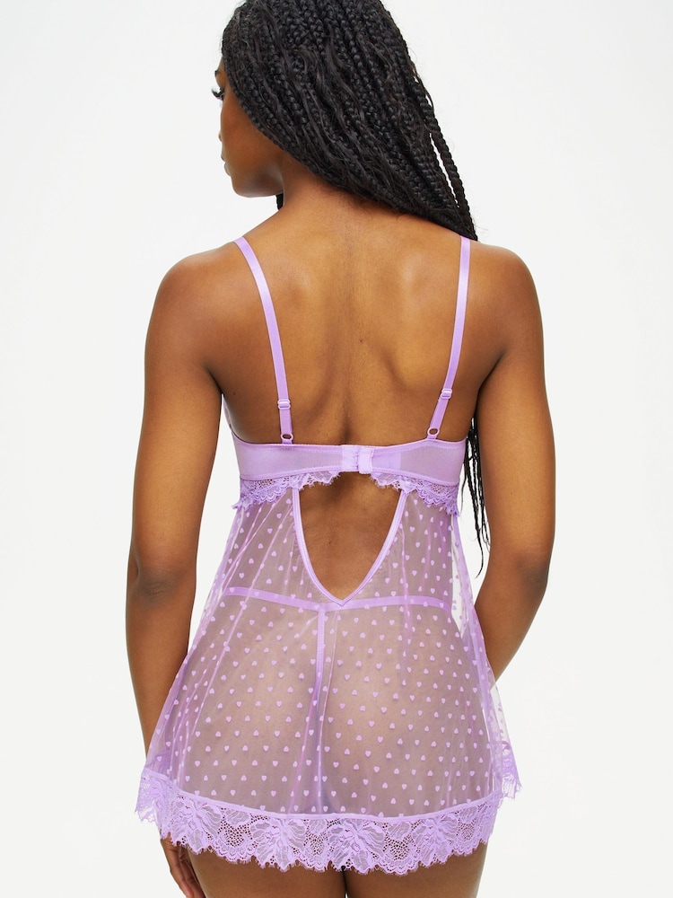 Ann Summers Purple Bon Bon Babydoll And Thong Mesh Set - Image 2 of 4