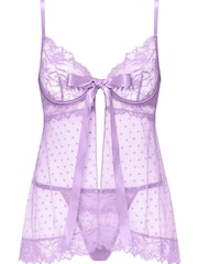 Ann Summers Purple Bon Bon Babydoll And Thong Mesh Set - Image 4 of 4