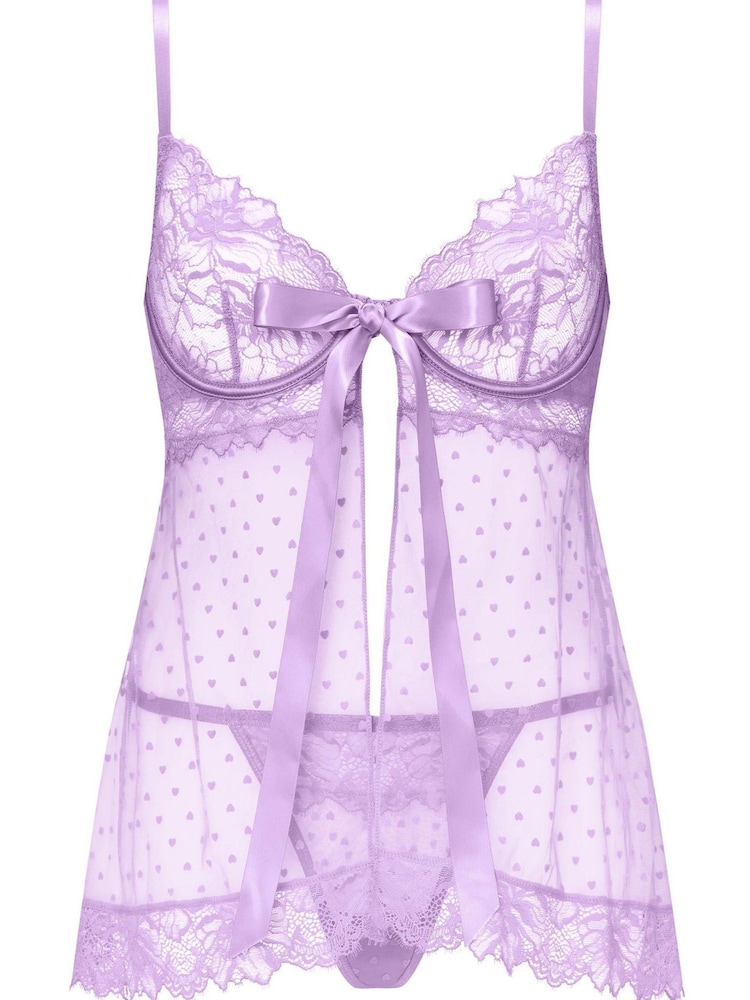 Ann Summers Purple Bon Bon Babydoll And Thong Mesh Set - Image 4 of 4