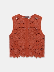 Mint Velvet Orange Cotton Crochet Vest - Image 6 of 7