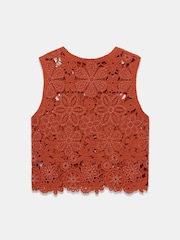 Mint Velvet Orange Cotton Crochet Vest - Image 7 of 7