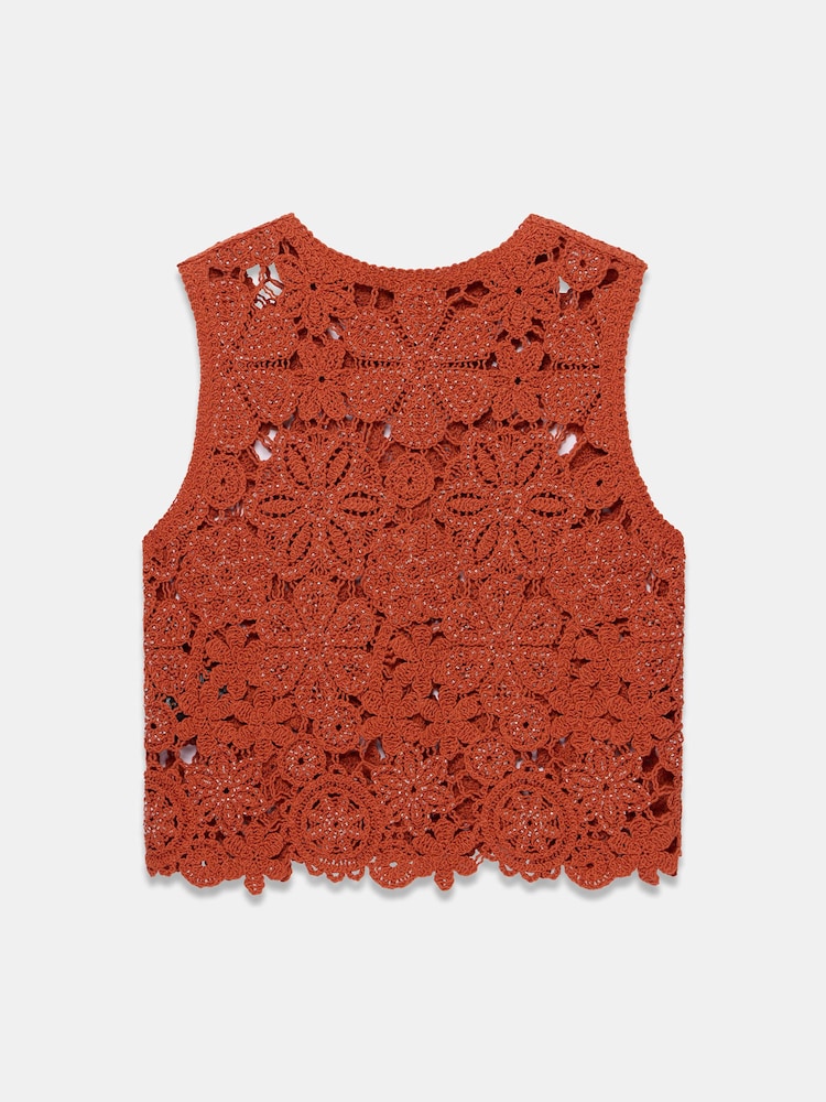 Mint Velvet Orange Cotton Crochet Vest - Image 7 of 7 Mint Velvet Orange Cotton Crochet Vest - Image 7 of 7