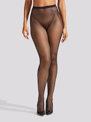 Ann Summers Black Fishnet PU Bow Tights - Image 1 of 3