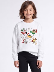 Rags & Rascals White Looney Tunes Christmas Faces Sweatshirt - Image 1 of 4