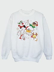Rags & Rascals White Looney Tunes Christmas Faces Sweatshirt - Image 2 of 4