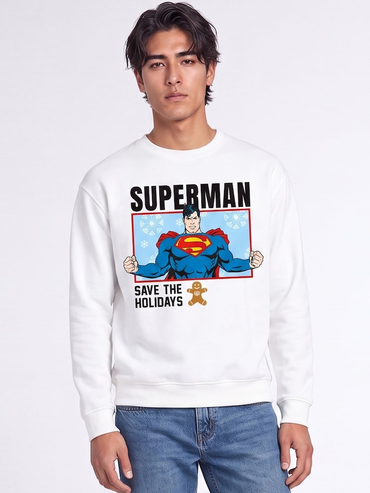 Brands In DC Comics Superman Save The Holiday Christmas Sweatshirt - תמונה 1 מתוך 3 Brands In DC Comics Superman Save The Holiday Christmas Sweatshirt - תמונה 1 מתוך 3
