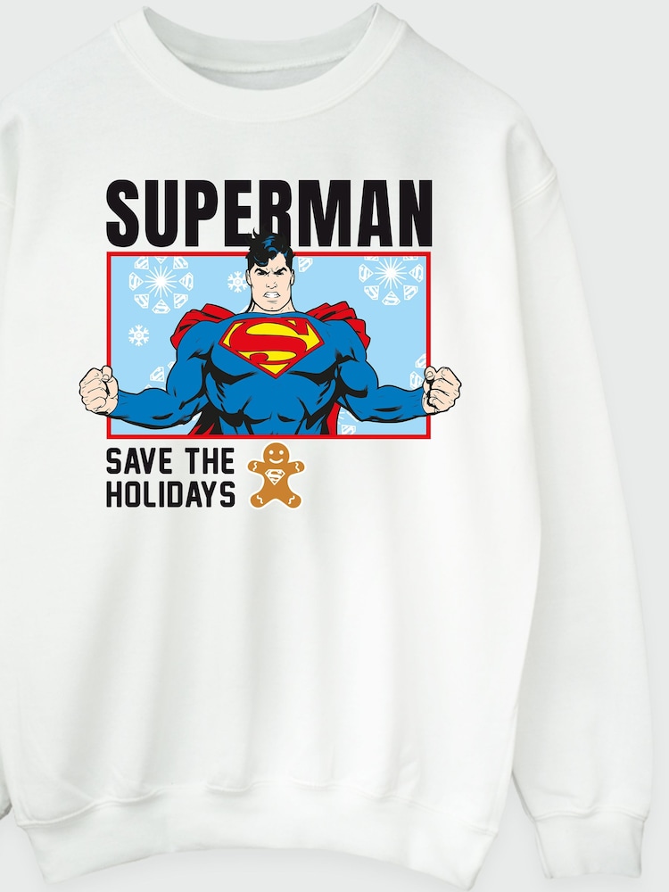 Brands In DC Comics Superman Save The Holiday Christmas Sweatshirt - תמונה 3 מתוך 3 Brands In DC Comics Superman Save The Holiday Christmas Sweatshirt - תמונה 3 מתוך 3