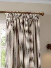 Yard Forest Green Hebden Stripe Blackout/Thermal Pencil Pleat Curtains - Image 1 of 4