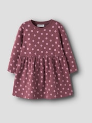 Name It Purple Fleece Lined Heart Printed Dress - Image 1 of 2