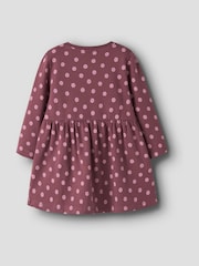 Name It Purple Fleece Lined Heart Printed Dress - Image 2 of 2