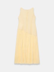 Mint Velvet Yellow Crinkle Drop Waist Midi Dress - Image 8 of 8