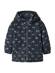 Name It Blue Boys Tractor Printed Shower Proof Jacket - Image 1 of 5