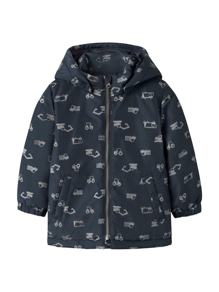 Name It Blue Boys Tractor Printed Shower Proof Jacket - Image 1 of 5 Name It Blue Boys Tractor Printed Shower Proof Jacket - Image 1 of 5