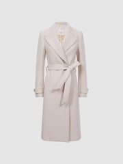 Reiss Neutral Tor Relaxed Wool Blend Belted Coat - Image 2 of 7