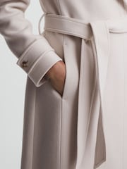 Reiss Neutral Tor Relaxed Wool Blend Belted Coat - Image 5 of 7