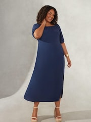 Live Unlimited Curve - Navy Blue Bardot Maxi Dress - Image 1 of 4