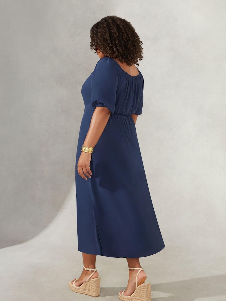 Live Unlimited Curve - Navy Blue Bardot Maxi Dress - Image 2 of 4