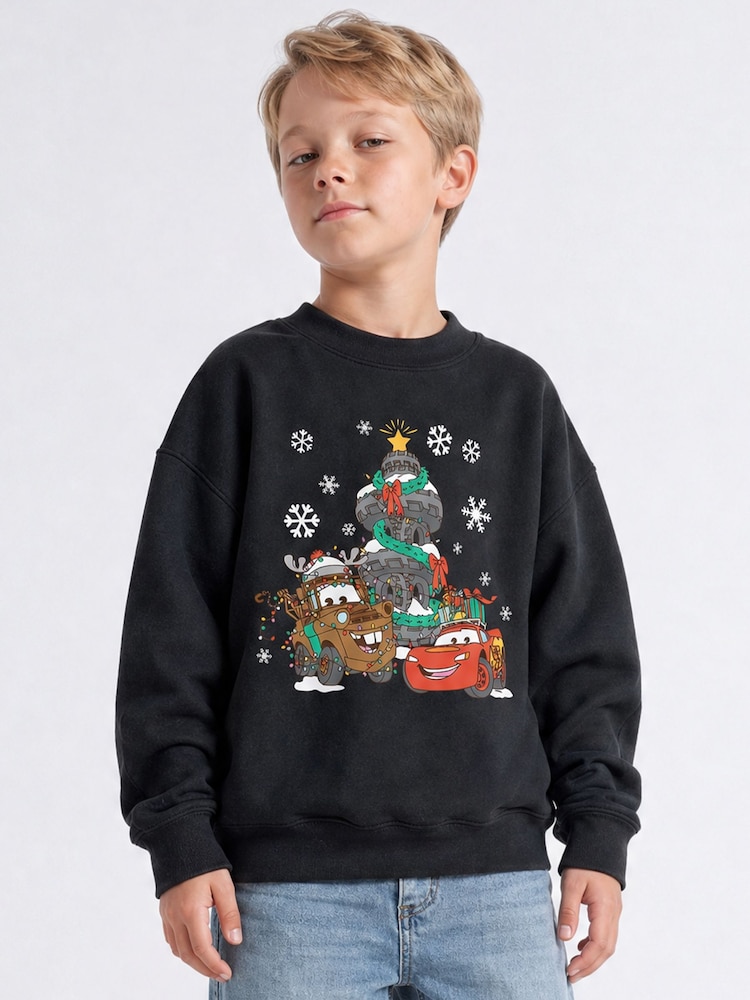 Rags & Rascals Black Disney Cars Christmas Sweatshirt - Image 1 of 4 Rags & Rascals Black Disney Cars Christmas Sweatshirt - Image 1 of 4