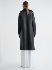 Reiss Brown Dahlia Reversible Longline Leather Shearling Coat - Image 7 of 7