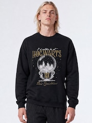 Brands In Black Harry Potter Rather Stay At Hogwarts Christmas Sweatshirt - Image 1 of 4