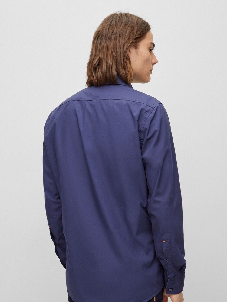 BOSS Dark Blue Regular Fit Poplin Shirt - Image 2 of 6