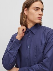 BOSS Dark Blue Regular Fit Poplin Shirt - Image 4 of 6