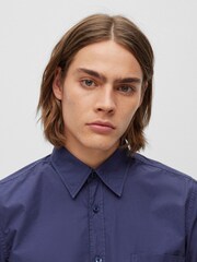 BOSS Dark Blue Regular Fit Poplin Shirt - Image 5 of 6