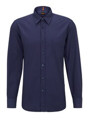BOSS Dark Blue Regular Fit Poplin Shirt - Image 6 of 6