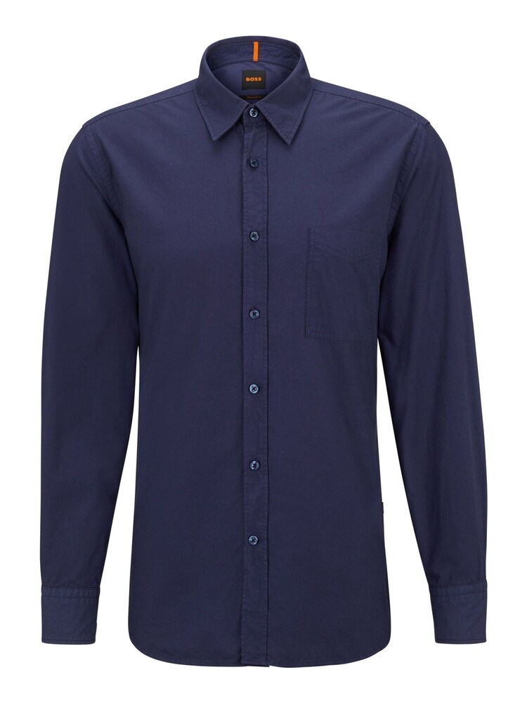 BOSS Dark Blue Regular Fit Poplin Shirt - Image 6 of 6