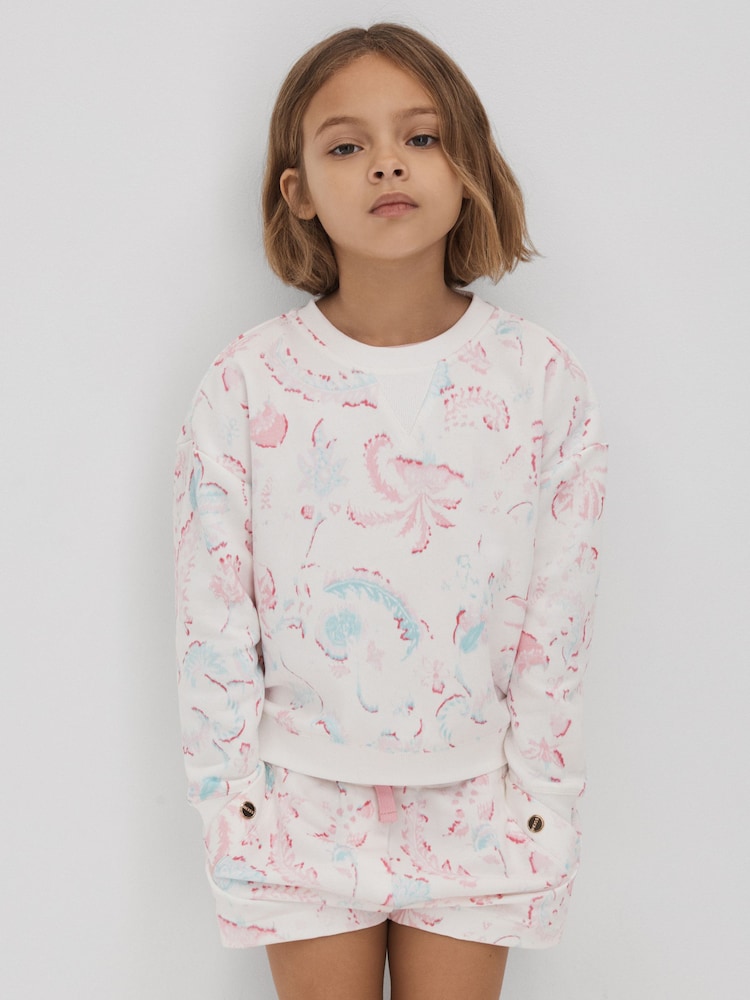 Reiss Pink Jessie 4-9 yrs Crew Neck Jumper and Shorts Set - Image 1 of 7