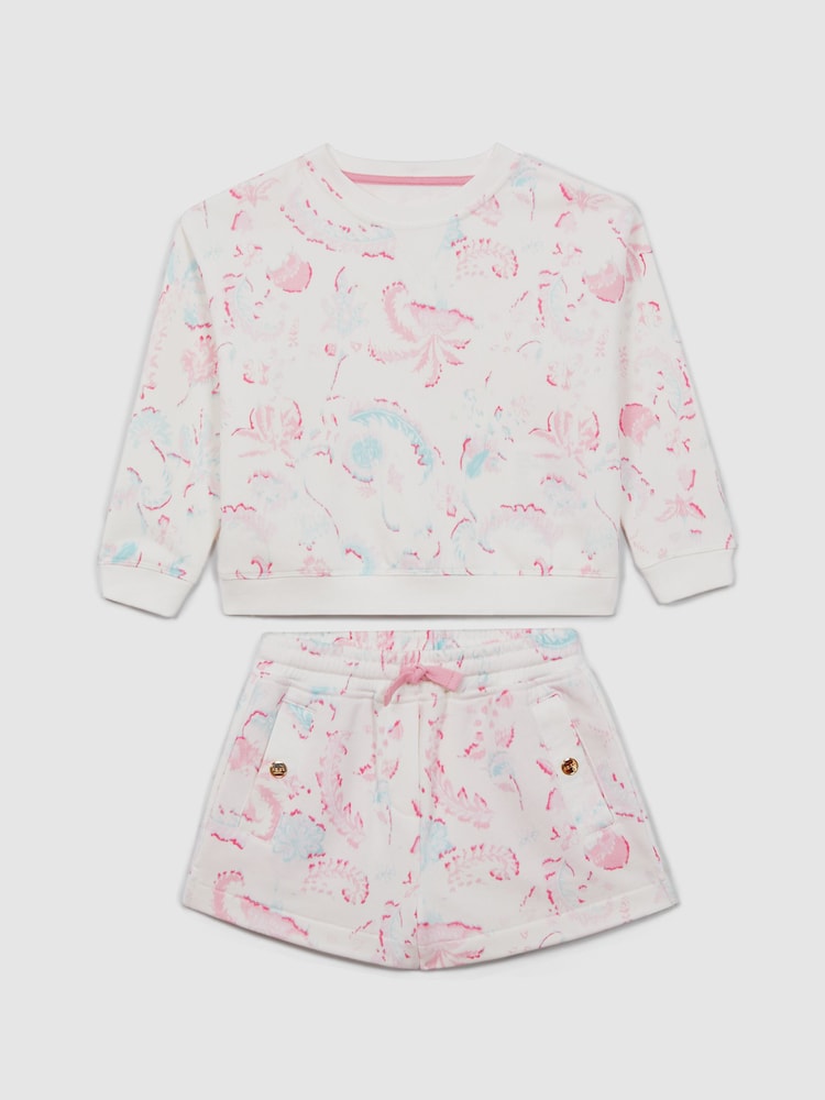 Reiss Pink Jessie 4-9 yrs Crew Neck Jumper and Shorts Set - Image 2 of 7